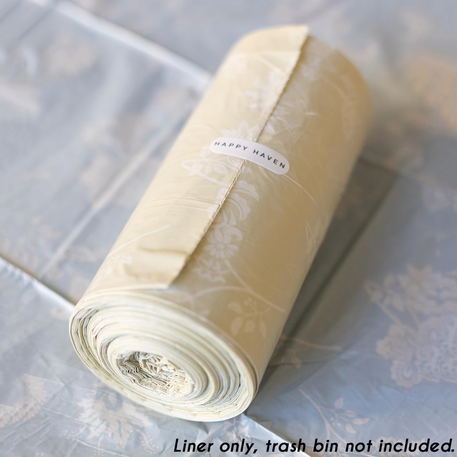 Happy Haven Bathroom Trash Bags for 2,3,4 Gallon Trash Can, Small Garbage Bags - Bedroom & Bathroom, Decorative Cute Wastebasket Liner - 50 Count (Beige Botanical)