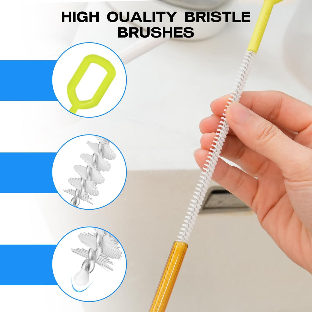 8-Piece Straw Cleaner Brush Set for Cleaning Straws - (4-Size) Extra Long Nylon Pipe Cleaners, Reusable Straw Cleaning Brush for Stanley Tumbler, Sippy Cup, Baby Bottle and Tubes (Type B)