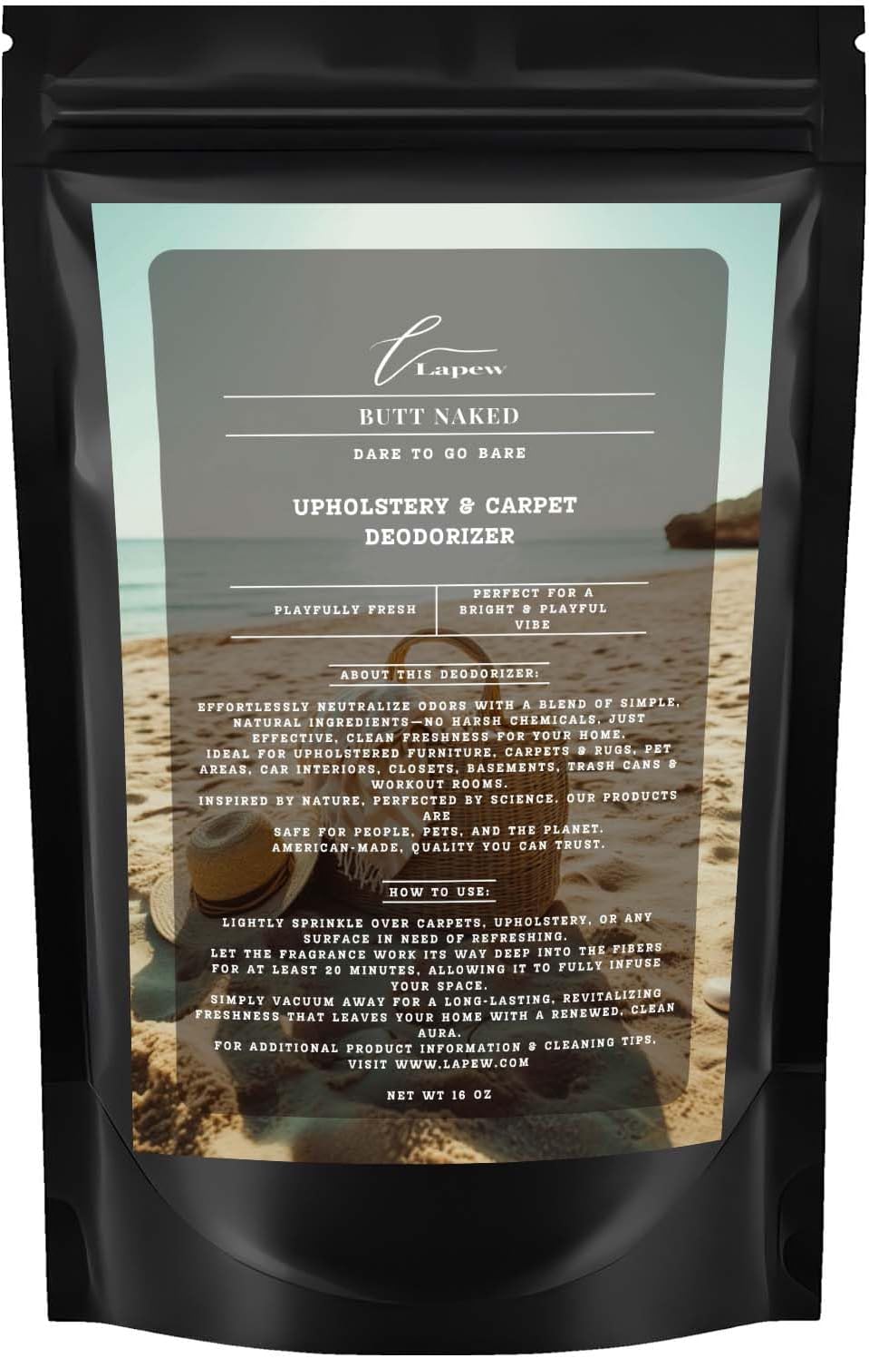 Butt Naked Carpet Freshener Powder: Powerful Odor Eliminator for Home, Upholstery Deodorizer, Carpet Deodorizer, Pet Urine, Cat Litter Box - Butt Naked Fragrance.