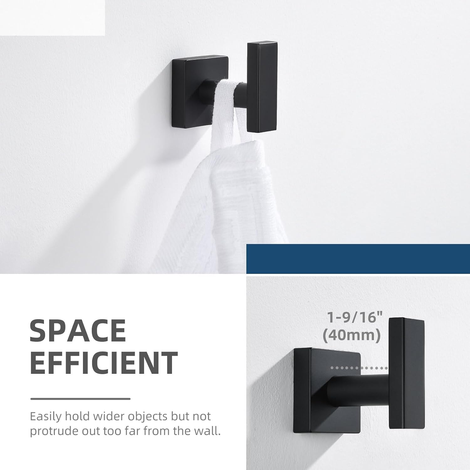 Angle Simple Towel Hook for Bathroom, Stainless Steel Hand Towel Coat Hook for Wall, Matte Black