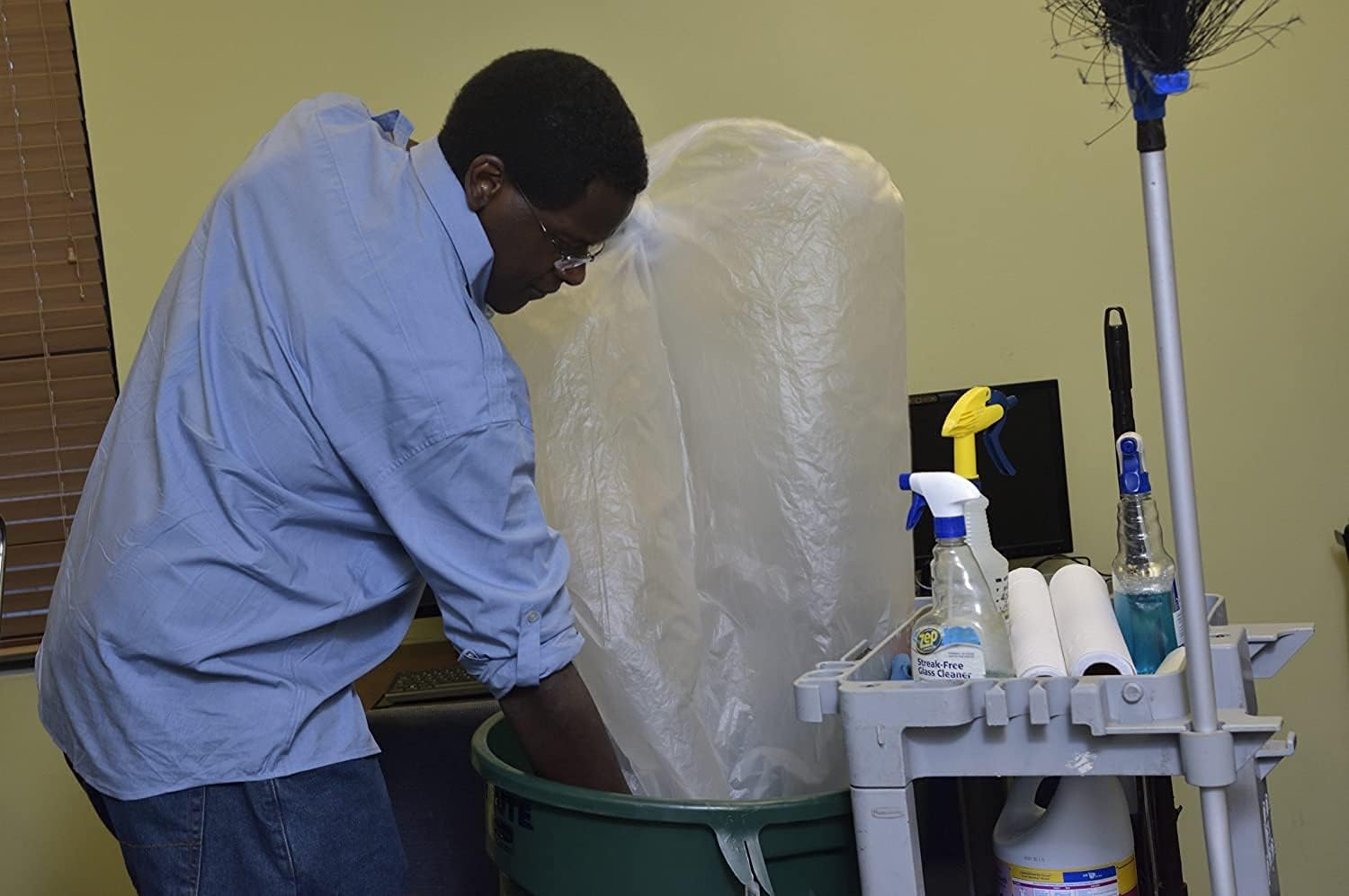 Aluf Plastics High Density Trash Bags, 10 Gallon, 1000 Count, 6 Micron (eq), 24" x 24", Clear, for Bathroom, Office, Industrial, Commercial, Janitorial, Municipal, Recycling