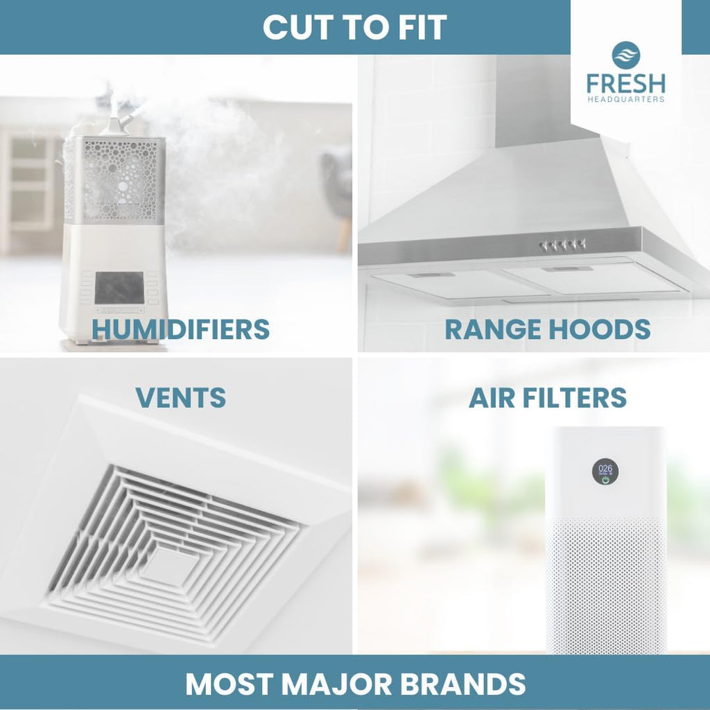 Fresh Headquarters 2Pack Cut‑to‑Fit Activated Carbon Pre‑Filter Rolls – Universal Air Purifier & AC Sheet Compatible with Honeywell, Whirlpool, Next Gen & More Odor/VOC Reduction