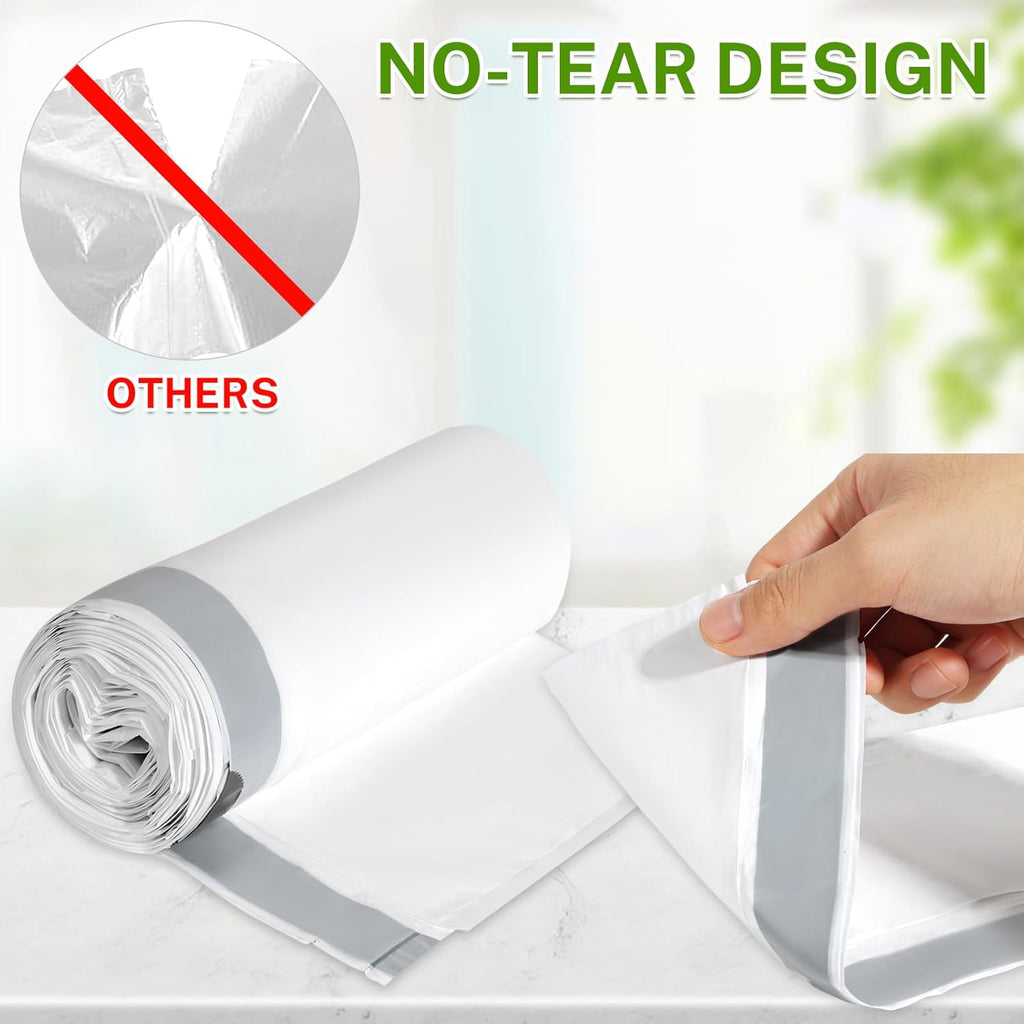 15 Gallon Tall Kitchen Trash Bags Drawstring - 1.2 Mil Thick White Garbage Bag for Office Kitchen, 45 Count