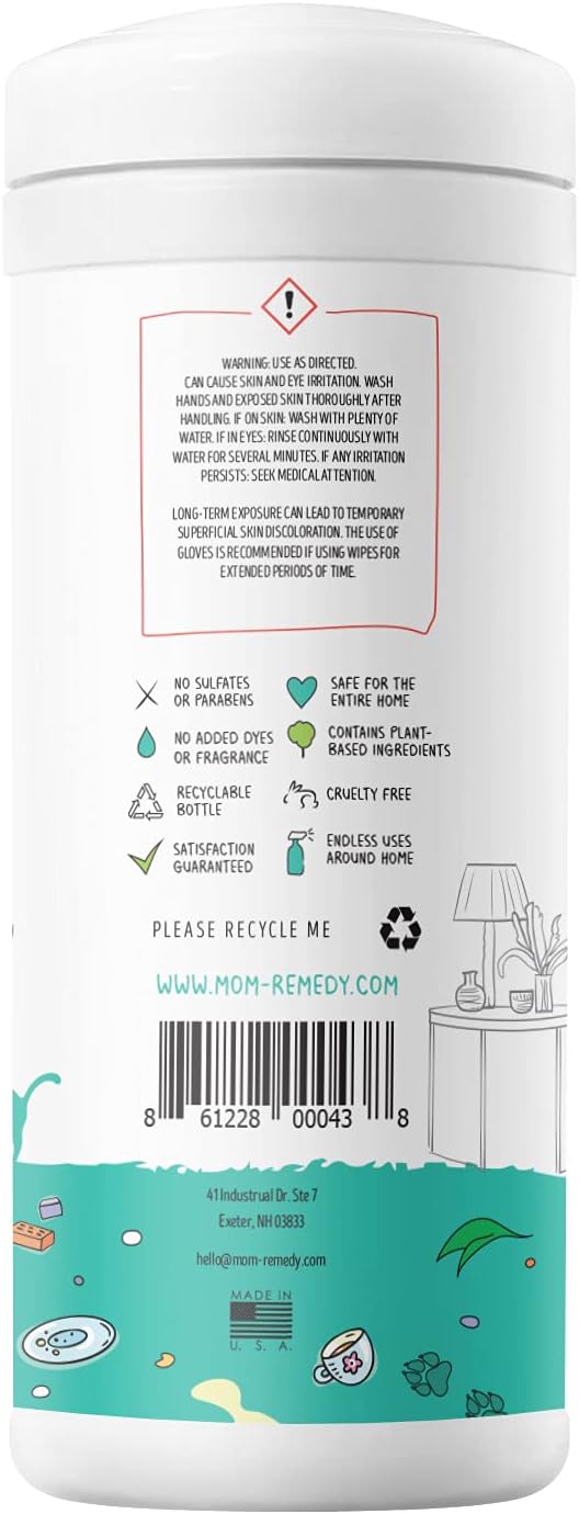 MOMREMEDY Hydrogen Peroxide Cleaning Wipes | All Purpose Cleaner and Stain Remover | Multipurpose for Home, Kitchen, Bathroom, All Surfaces | Non-Toxic