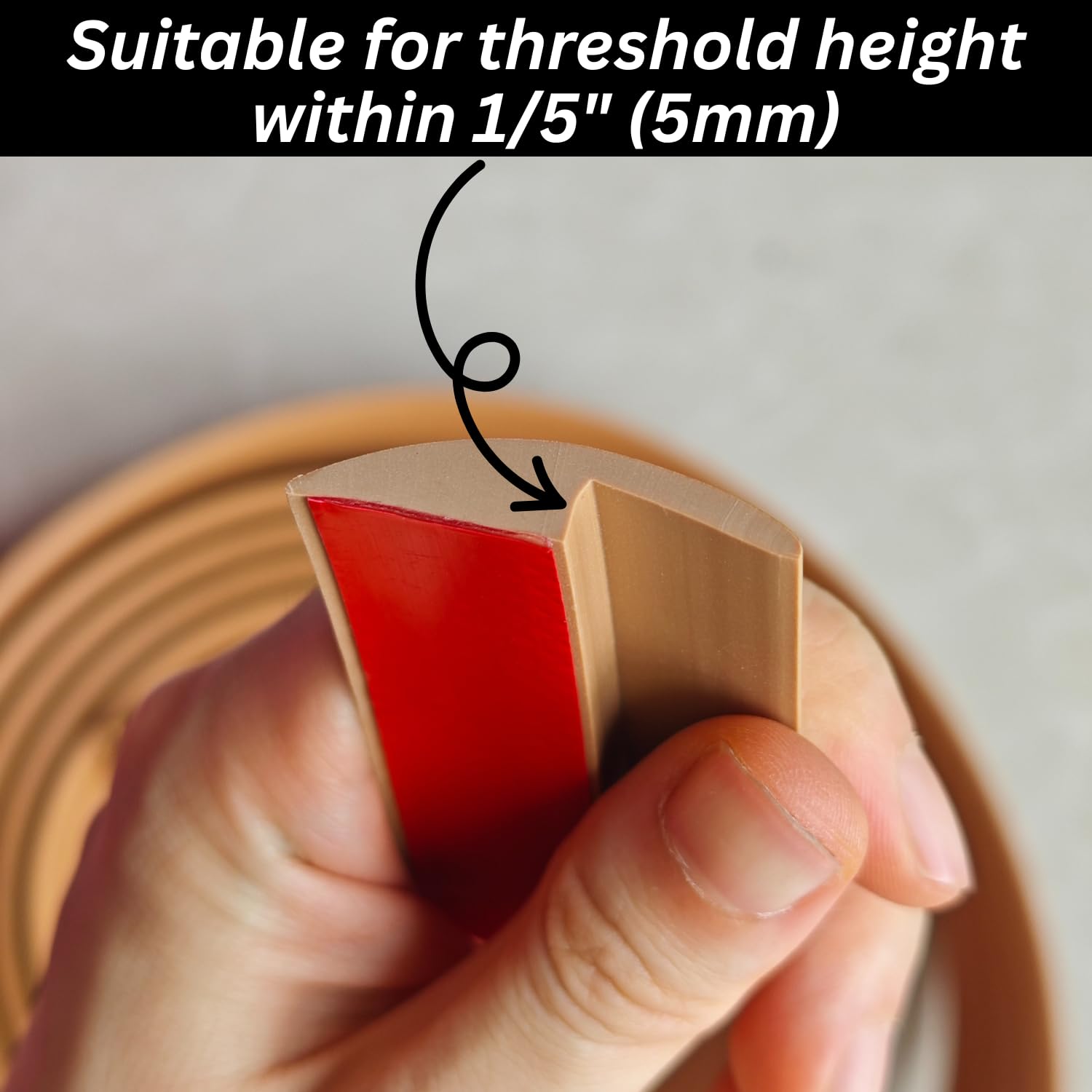 1/5 inch Height Floor Transition Strip, Self Adhesive Carpet Wood Tile Vinyl Flooring Laminate Transition Cover Edge Trim Gap Doorway Threshold for Uneven Floors (120 inches, Light Brown Coffee)