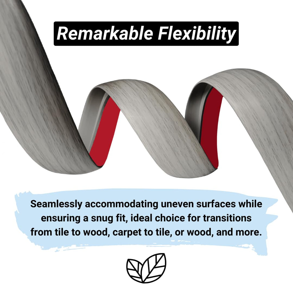 Floor Transition Strip Self Adhesive Carpet Wood Tile Vinyl Flooring Laminate Transition Cover Edge Trim Gap Doorway Threshold for Uneven Floors Heights Within 5 mm (40 inches, Gray Forest)