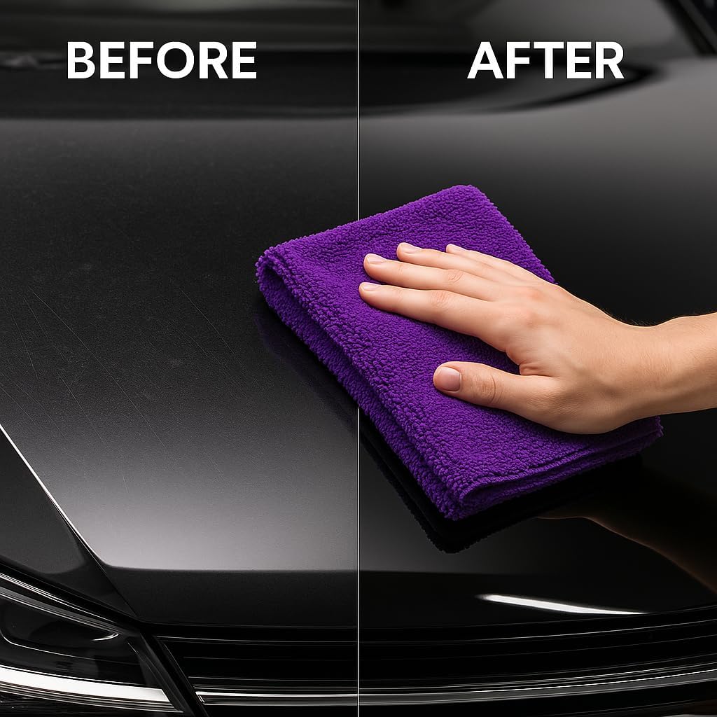 10 Pack Pak Details Edgeless Microfiber Towels for Cars | 16x16 Ultra-Soft, Scratch-Free & Lint-Free Car Detailing Microfiber Cloths for Buffing & Coating | Seamless Finish Auto Cleaning Cloths