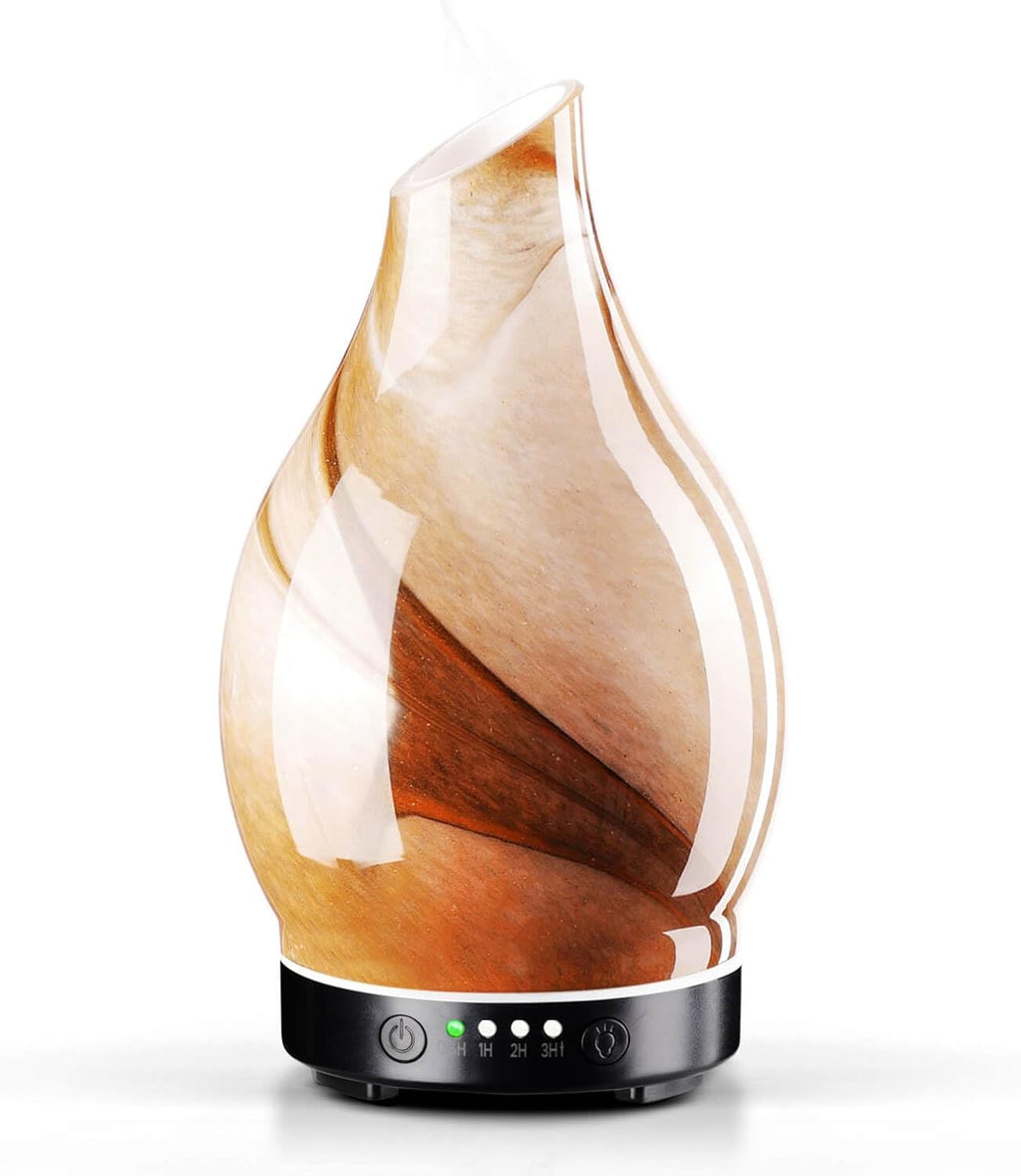 Porseme 150ml Essential Oil Diffuser Glass Color Changing Aroma Air Diffusers Aromatherapy Ultrasonic Cool Mist Humidifier 6 Running Hours Waterless Auto-Off for Sleeping Yoga Office Spa (mini Desert)