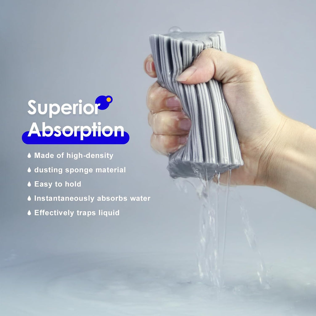 6 Pack Damp Clean Duster Sponge, Reusable Sponge, Duster for Cleaning Blinds, Glass, Baseboards,Vents, Railings, Mirrors, Window Track Grooves and Faucets.