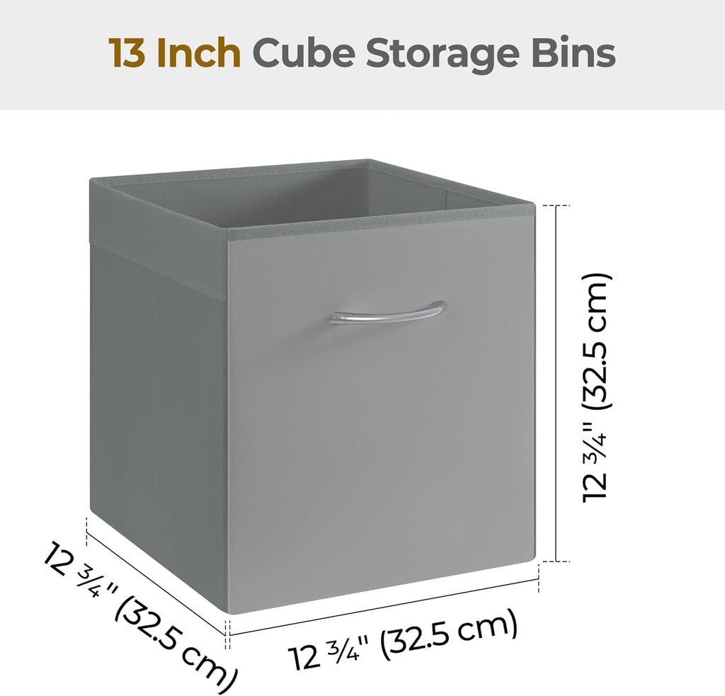 StorageWorks Gray Storage Cubes, 13x13 Storage Cube Bins with Handle, Cube Storage Organizer Bins for Shelves and Closet, Collapsible Storage Bins, 4-Pack