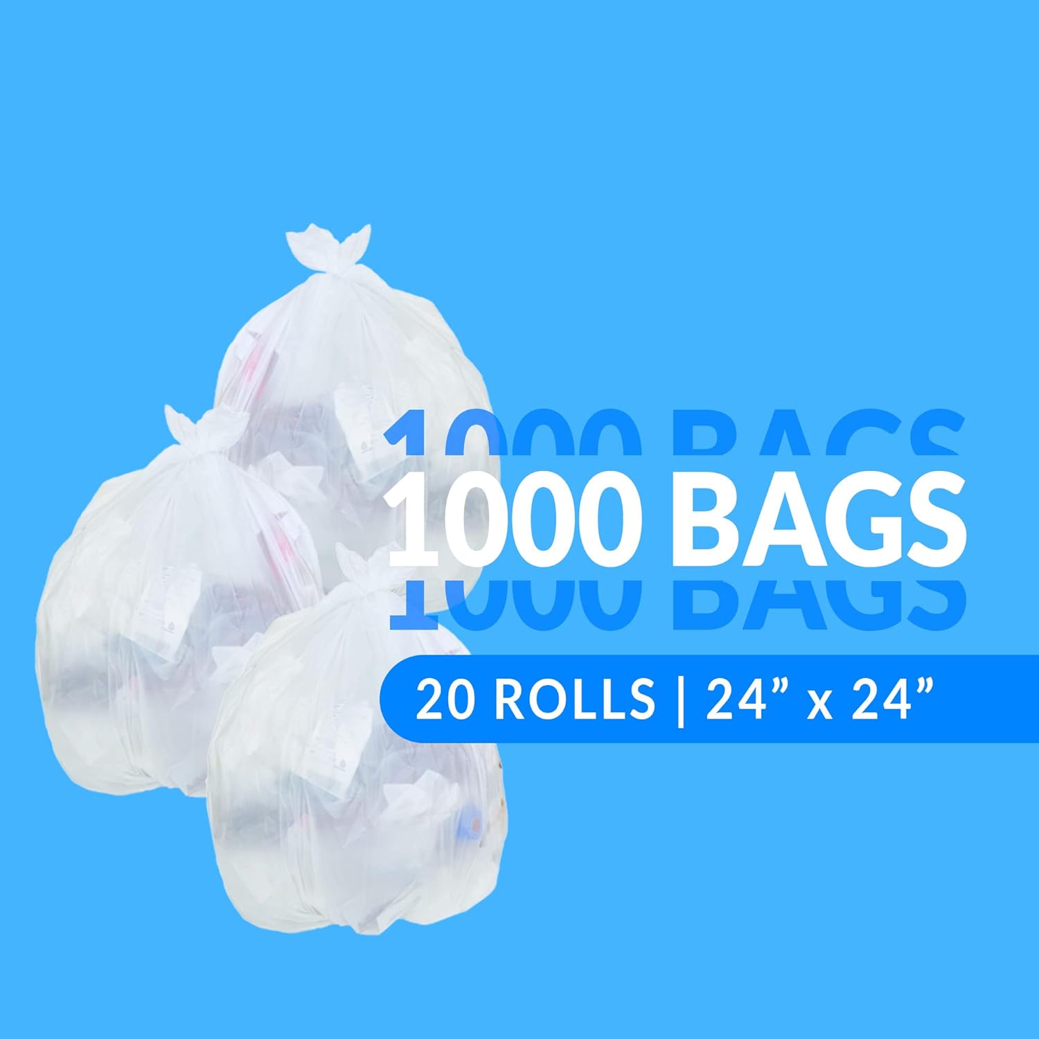 Reli. 6-10 Gallon Trash Bags | 1000 Bags | Clear | Bathroom | Strong | Garbage