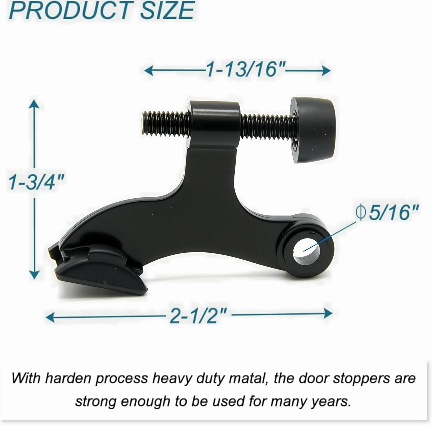 36Pack Hinge Pin Black Door Stopper, Adjustable Heavy Duty Hinge Pin Door Stop with Black Rubber Bumper Tips