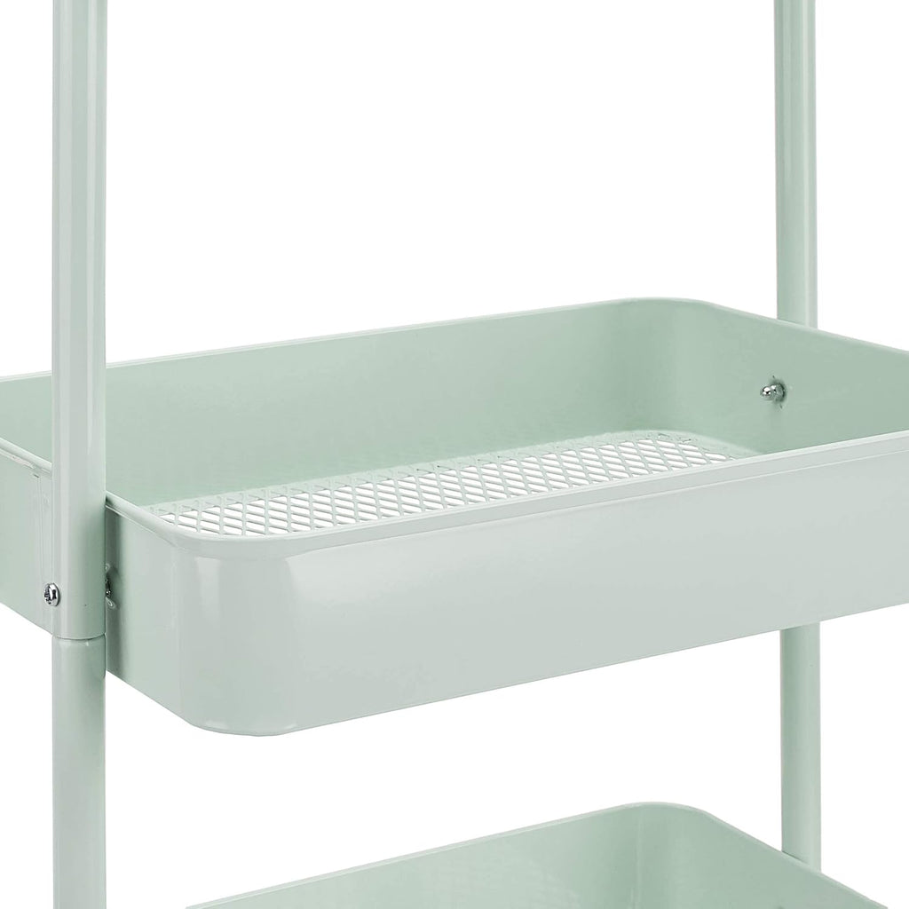 Amazon Basics 3-Tier Metal Rolling Utility or Kitchen Cart - Mint Green