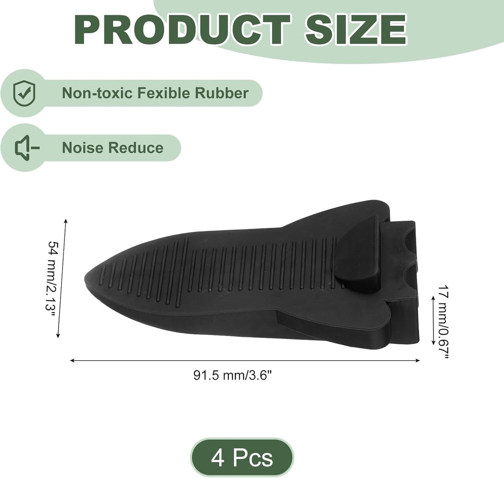 uxcell 4 Pcs Door Stoppers for Bottom of Door, Rubber Stackable Door Stopper Wedge Anti-Slip, 2.13 Inch, Black