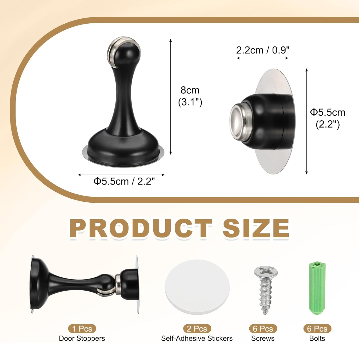 MECCANIXITY Magnetic Door Stoppers Stainless Steel Door Stops, Wall Floor Mounted Doors Holder Keep Doors Open for Home Office Closet (Black)