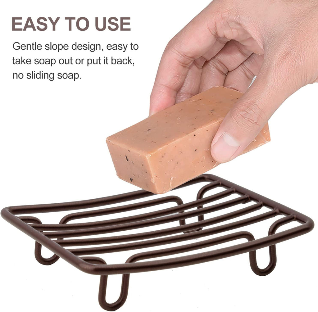 Bar Soap Dish Holder for Shower Bathroom Stainless Steel Rust Proof Self Draining, Bronze-2 Pack