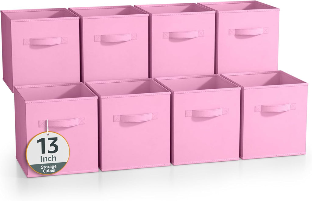 Sorbus 13 Inch Storage Bins - Sturdy Collapsible Fabric Storage Cubes with Handle - 8 Foldable Baskets for Organizing Clothes, Toys, Books - Storage Baskets for Shelves, Closets