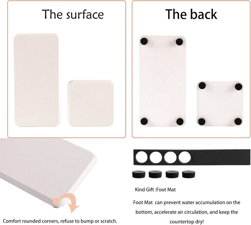 Set of 4 Water Absorbent Diatomite Coasters, Diatomaceous Earth Kitchen Soap Dish, Bathroom Trays, Water Absorbing Stone Used for Hand Soaps & Plants & Toiletries in The Modern Home