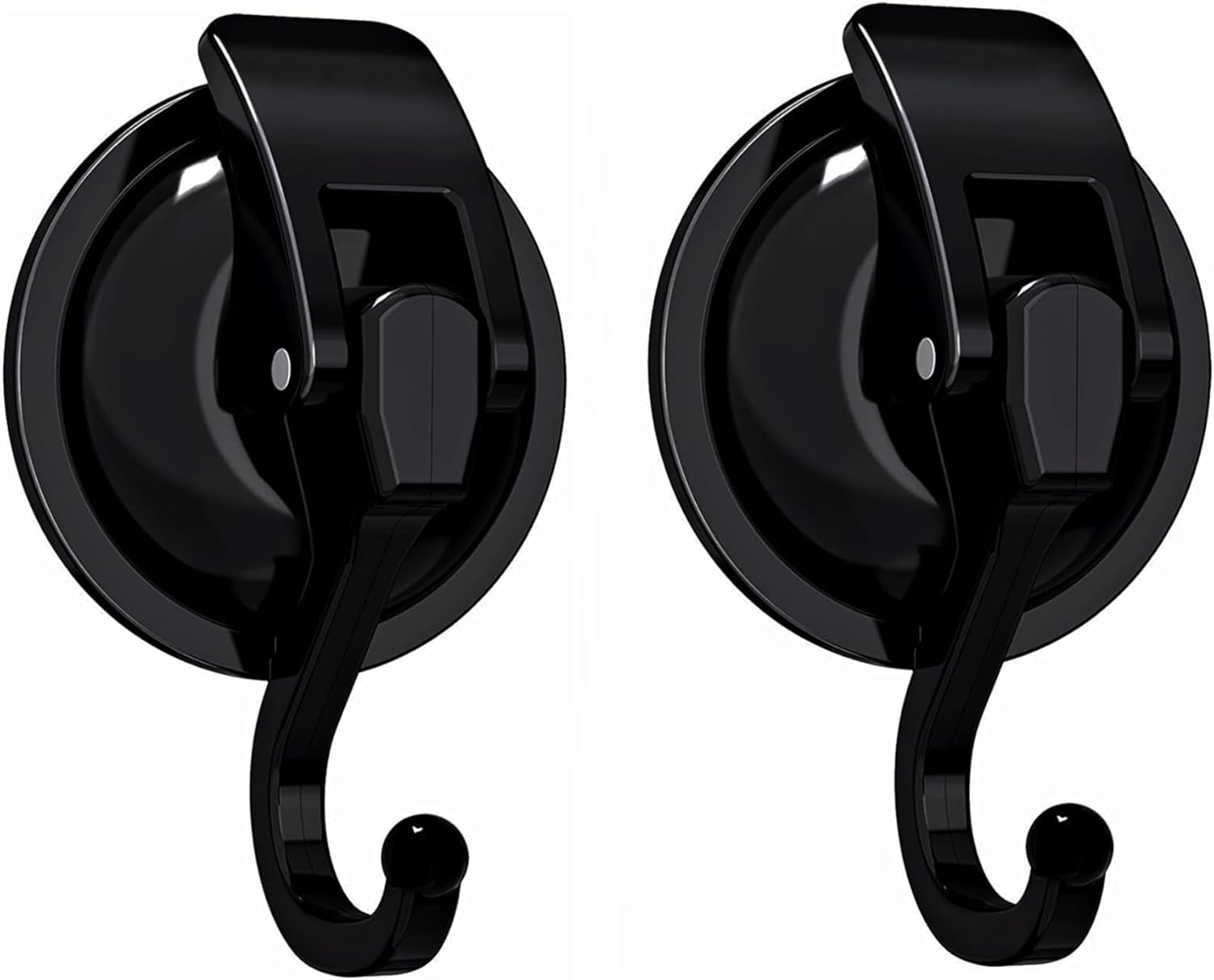 Heavy Duty Vacuum Wreath Cup Hook, Easy to Install and Remove, No Hole Punched,Black- Plated Plished Super Suction for Kitchen, Bathroom and Restroom, 2Pack