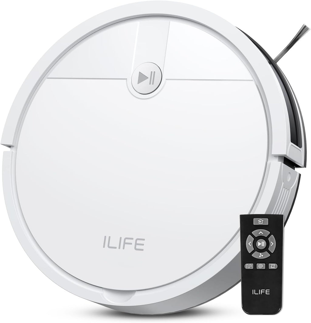 ILIFE V2 Robot Vacuum Cleaner, Tangle-Free Suction, 120 Mins Runtime, Slim, Self-Charging Robotic Vacuum Cleaner, Ideal for Pet Hair and Hard Floors