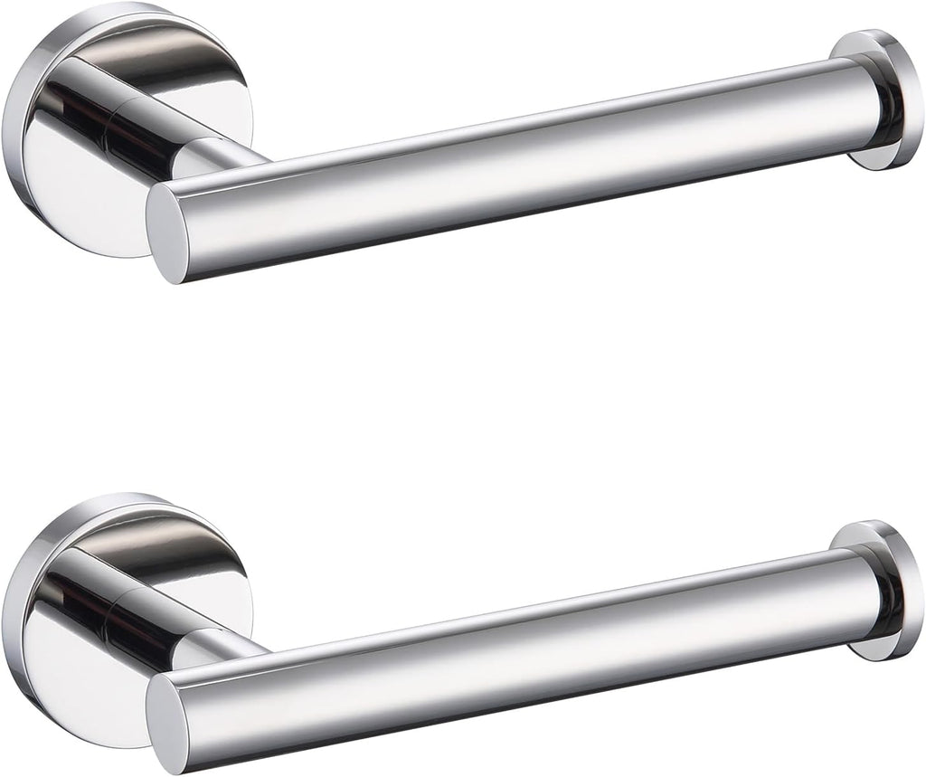 TASTOS Toilet Paper Holder SUS304 Stainless Steel Round Size Polished Chrome 2 Pack