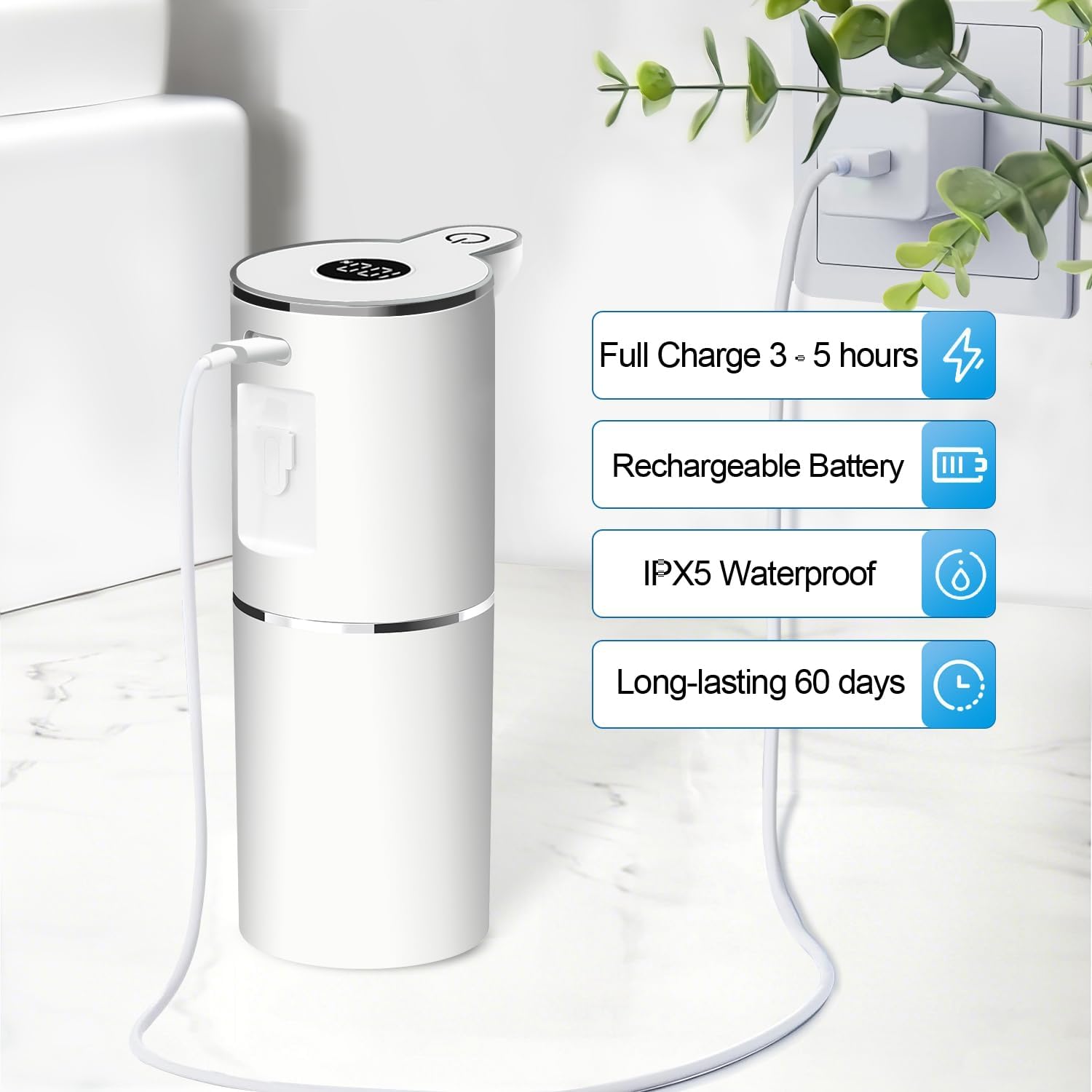 Automatic Liquid Soap Dispenser,6 Level Adjustable Liquid, Wall Mount Soap Dispenser,USB Rechargeable with LED Display,12.8oz/ 380ml Touchless Hand & Dish Dispenser for Bathroom, Kitchen