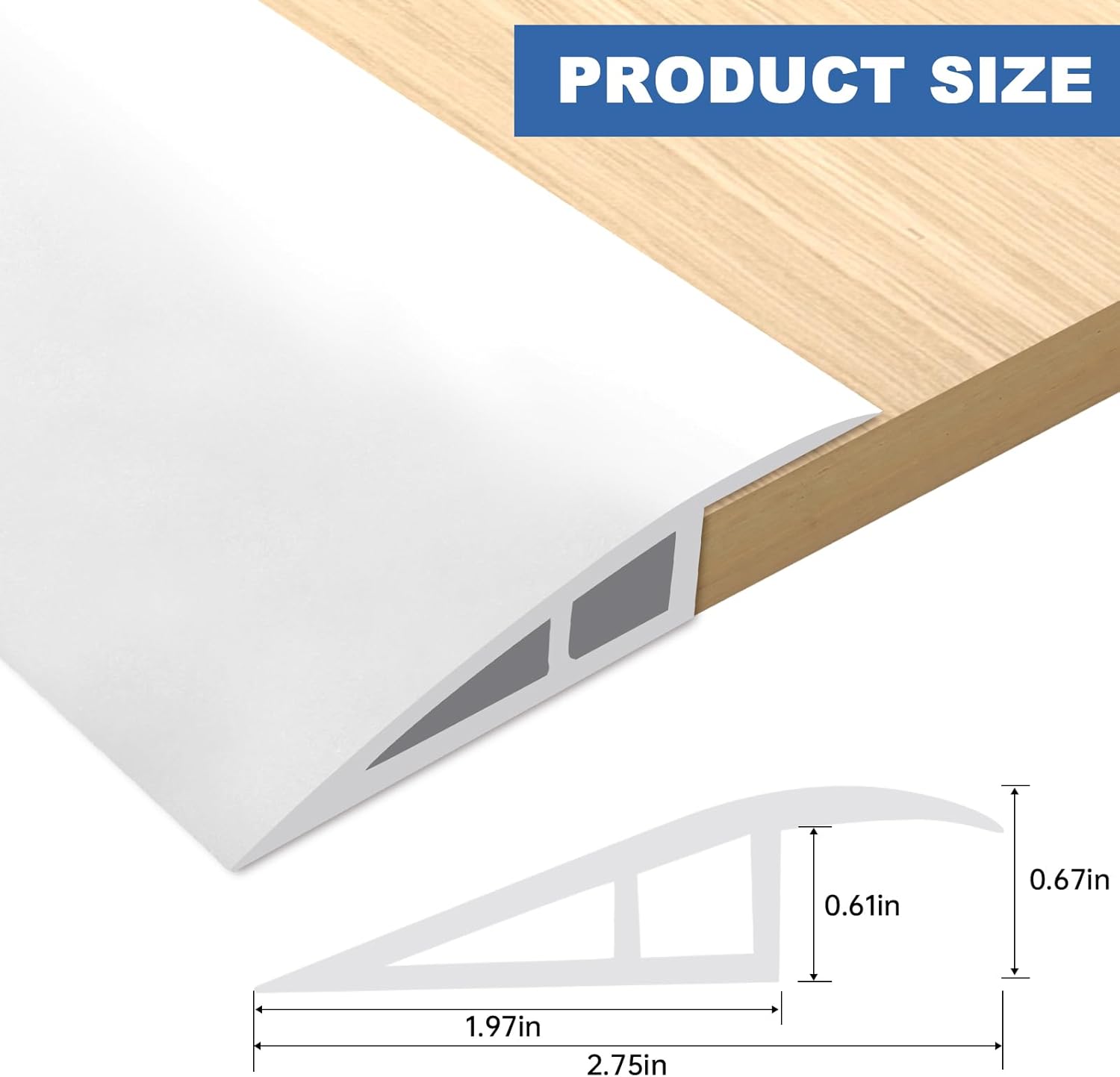 Vinyl Door Threshold Flooring Transition Strip Self Adhesive Carpet Edging Strip for Laminate Doorway Edge Threshold from 2/5" to 3/5" (White, 3.3 Ft)