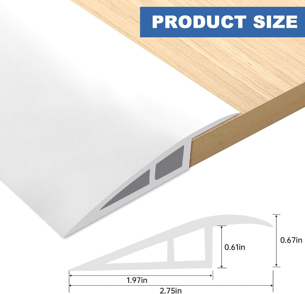 Vinyl Door Threshold Flooring Transition Strip Self Adhesive Carpet Edging Strip for Laminate Doorway Edge Threshold from 2/5" to 3/5" (White, 10 Ft)