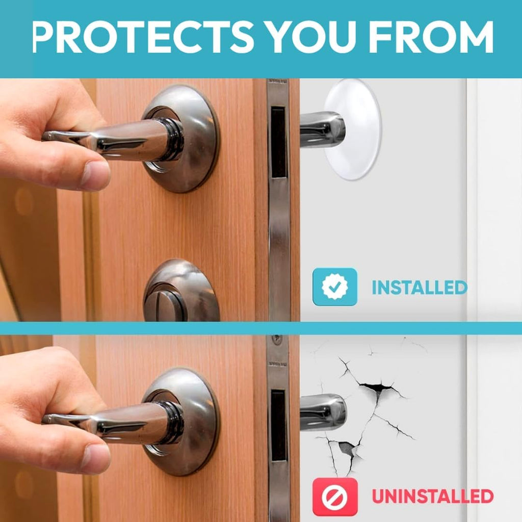 Strongest Home Door Wall Protector Clear Bumpers (Set of 20) – 2 Inch Silicone Adhesive Pads for Wall and Door Handle Protection, Noise Dampening