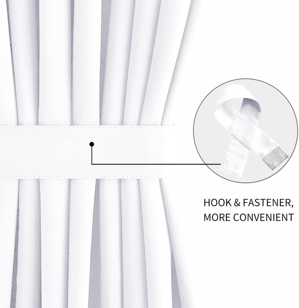 DWCN French Door Curtains – Rod Pocket Thermal Curtain for Doors with Glass Window, Kitchen and Patio Doors for Privacy, 36 X 80 Inches Long, 1 Curtain Panel with Tieback, Pure White