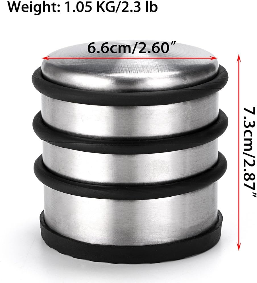 Sumnacon Heavy Duty Floor Door Stopper No Drill, Durability Stainless Steel Door Stops with Anti-Skid Rubber - Contemporary Decorative Safety Door Wedge for Home Office Commercial Industrial