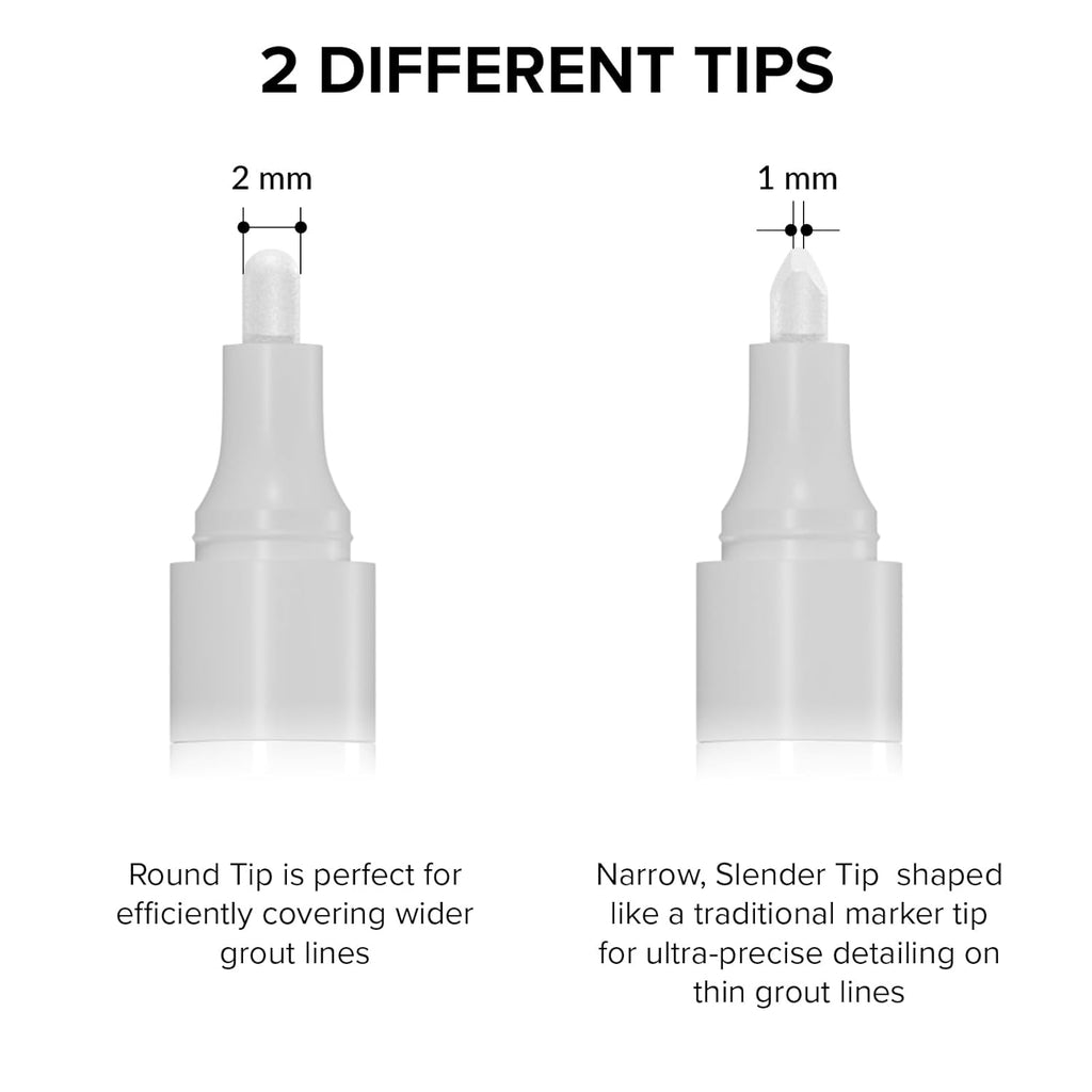 X-Protector Pen for Grout - 2 PCS, White - Ideal Grout Paint Pens to Make Grout White Again - Premium Grout Renew Pen with 2 Tips Types - Make Your Grouts Perfect Again!