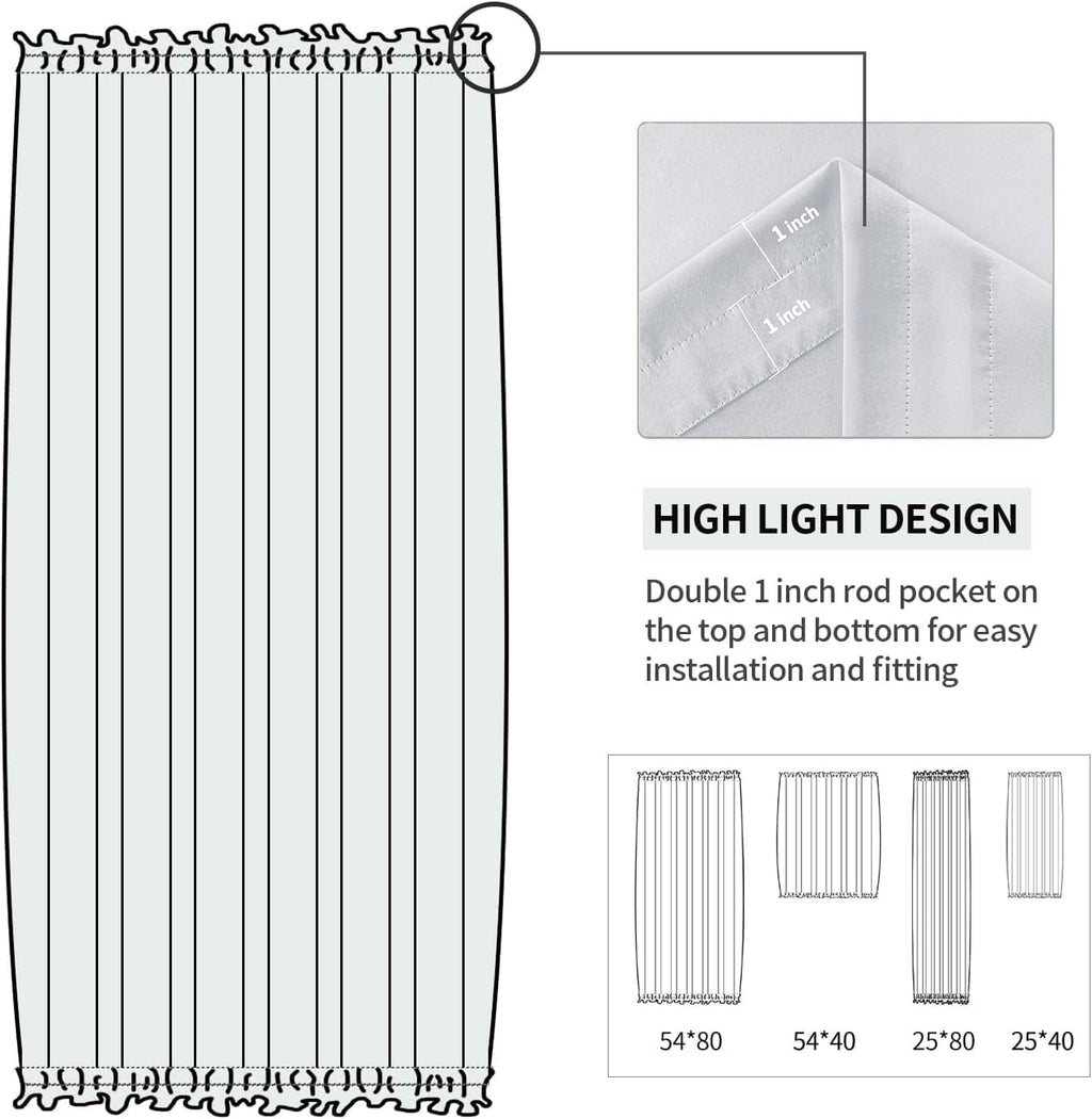 DWCN French Door Curtains – Rod Pocket Thermal Curtain for Doors with Glass Window, Kitchen and Patio Doors for Privacy, 25 X 80 Inches Long, 1 Curtain Panel with Tieback, Greyish White