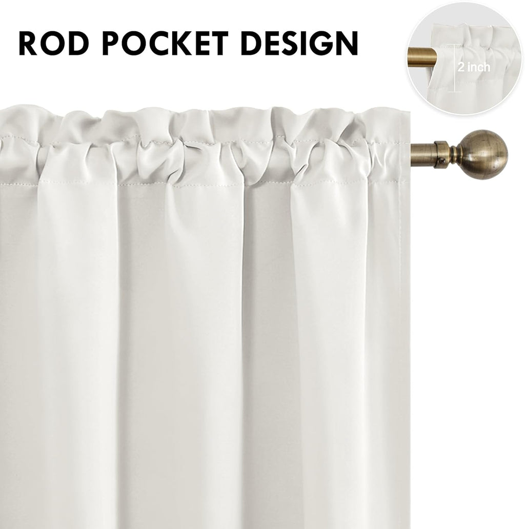 DWCN Blackout Curtains Thermal Insulated, Energy Saving & Noise Reducing Bedroom and Living Room Curtains, Ivory, W 38x L 63 Inch, Set of 2 Rod Pocket Curtain Panels