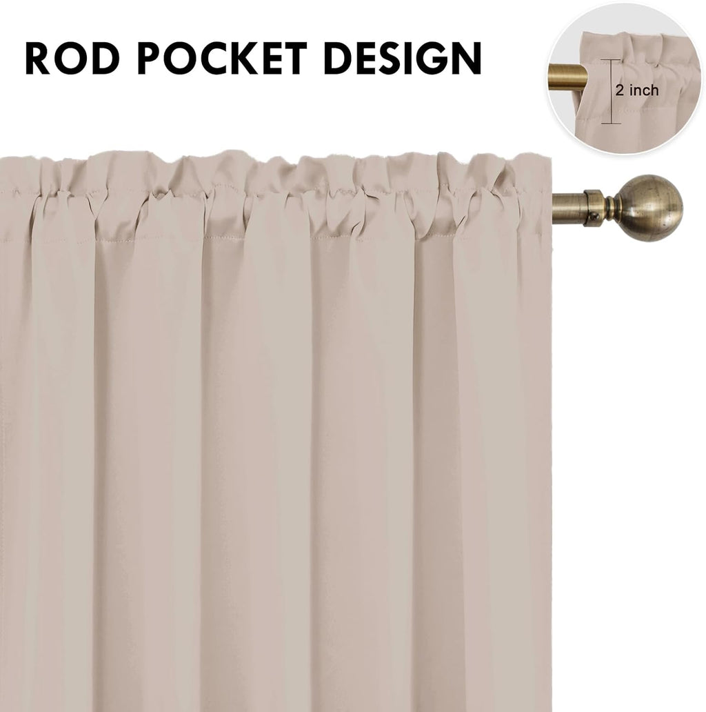DWCN Blackout Curtains for Living Room Thermal Insulated, Energy Saving & Noise Reducing Bedroom Curtains, Camel, W 60x L 84 Inch, Set of 2 Rod Pocket Curtain Panels