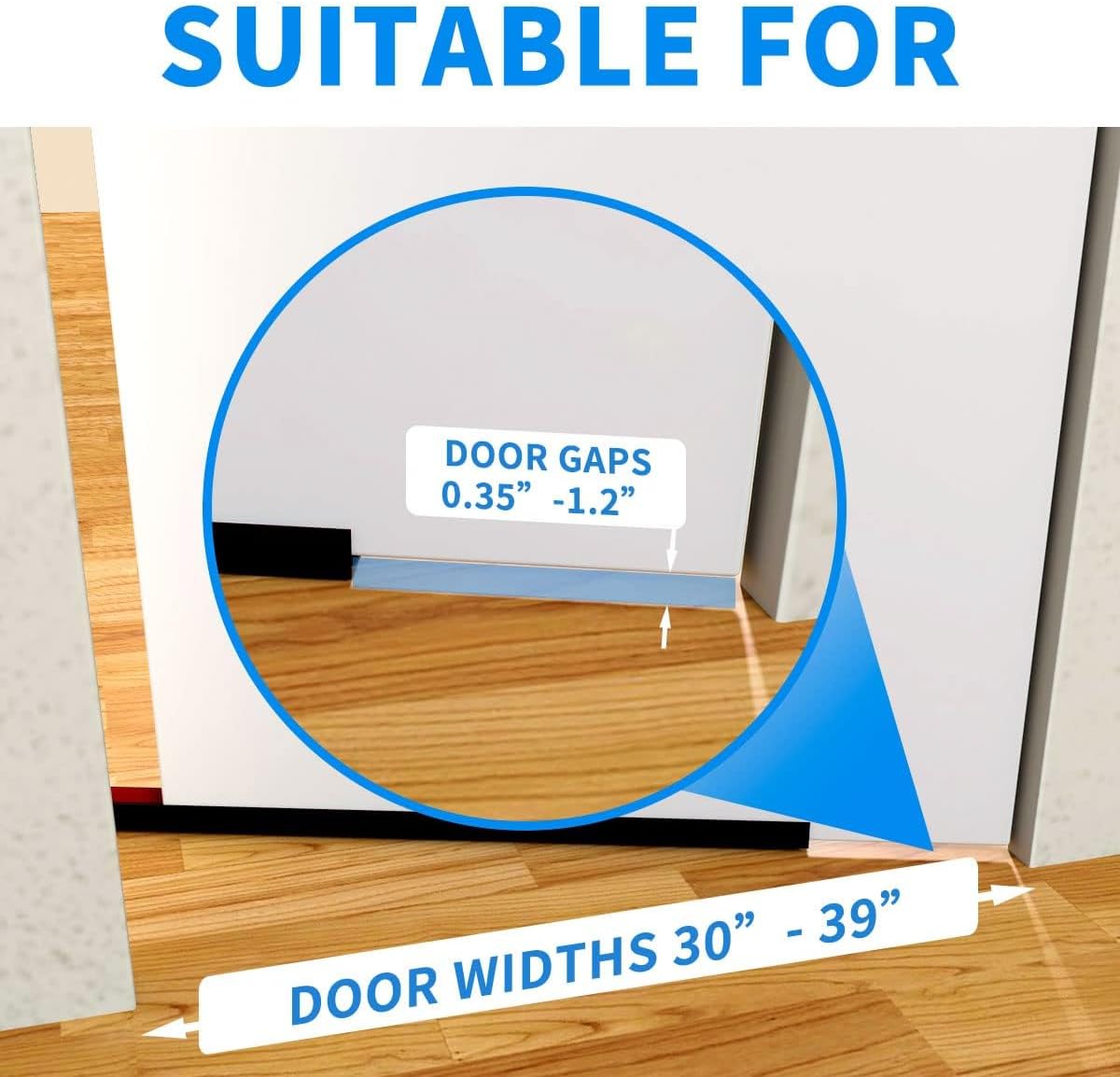 Door Draft Stopper, Strong Adhesive Door Sweep for Exterior and Interior Doors, 39” Length Cuttable Under Door Seal. (Black, 1 Pack)