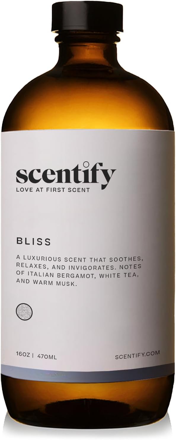 Scentify Bliss Aroma Oil Refill Scent for Oil Diffusers - Eucalyptus, Bergamot, Tea & Powdery Scents - Luxurious Relaxing Aromatherapy Diffuser Fragrance 470ml, 16 oz