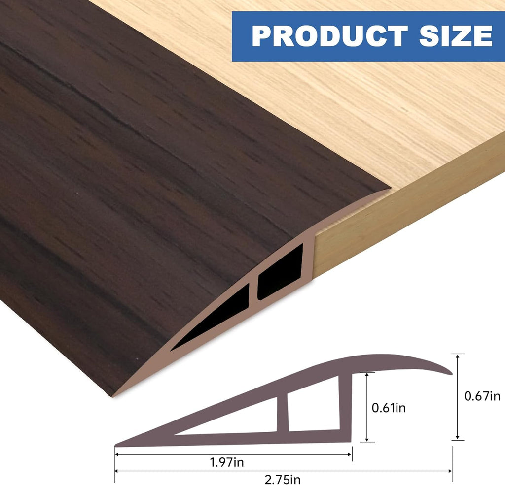 Vinyl Door Threshold Flooring Transition Strip Self Adhesive Carpet Edging Strip for Laminate Doorway Edge Threshold from 2/5" to 3/5" (Brown Wood Grain, 3.3 Ft)