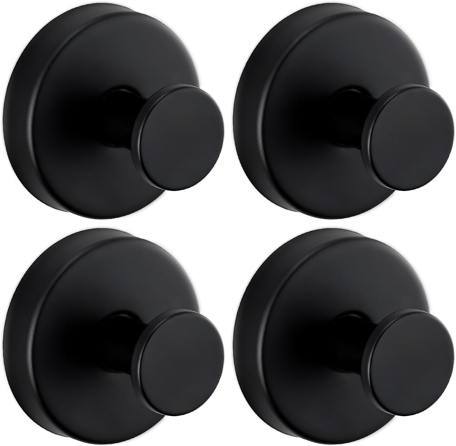 Reusable Heavy Duty Suction Cup Hooks for Kitchen/Bathroom/Shower - Wet-Proof Hooks for Towels, Robes, Loofah&Wreaths/No Drill Mounting on Glass, Tile, Metal (4, Matte Black)
