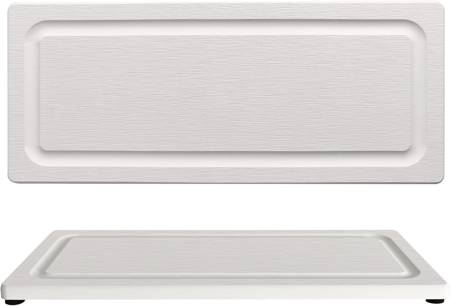 2 PCS Fast-Drying Stone Trays for Bathroom Sink & Kitchen Counter, Water Absorbing Diatomite Sink Coasters, Vanity Tray, Hand Soap Holder with Anti-Skid Pads (11" x 4.7" White)