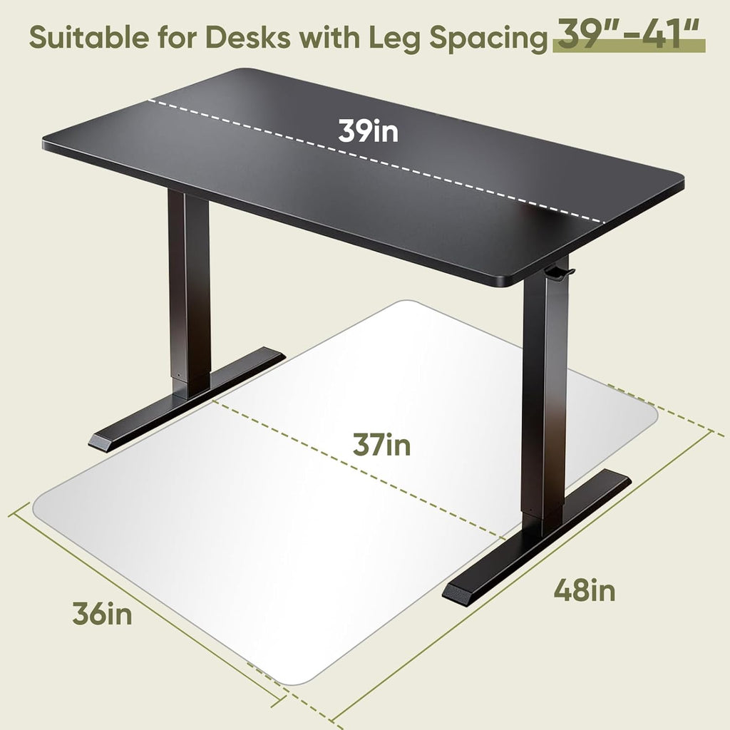 Office Chair Mat for Carpet & Hardwood, Upgraded 36" x 48" Dual Use Tempered Glass Chair Mat for Chair and Footrest Under Desk