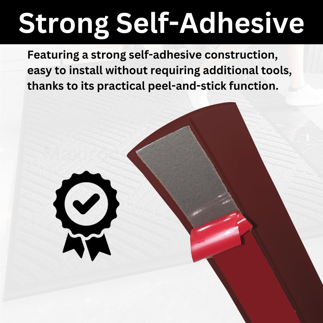 1/5 inch Height Floor Transition Strip, Self Adhesive Carpet Wood Tile Vinyl Flooring Laminate Transition Cover Edge Trim Gap Doorway Threshold for Uneven Floors (40 inches, Red Wine)