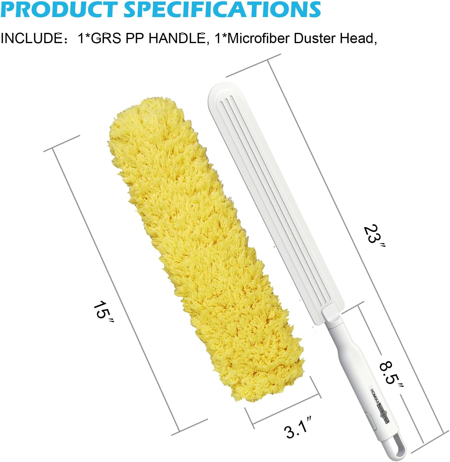 Microfiber Duster, Feather Duster, Dusters for Cleaning, Washable and Reusable Duster with Replaceable Head, Microfiber Hand Duster for Cleaning Cobweb, Blinds, Furniture, Cars-Yellow