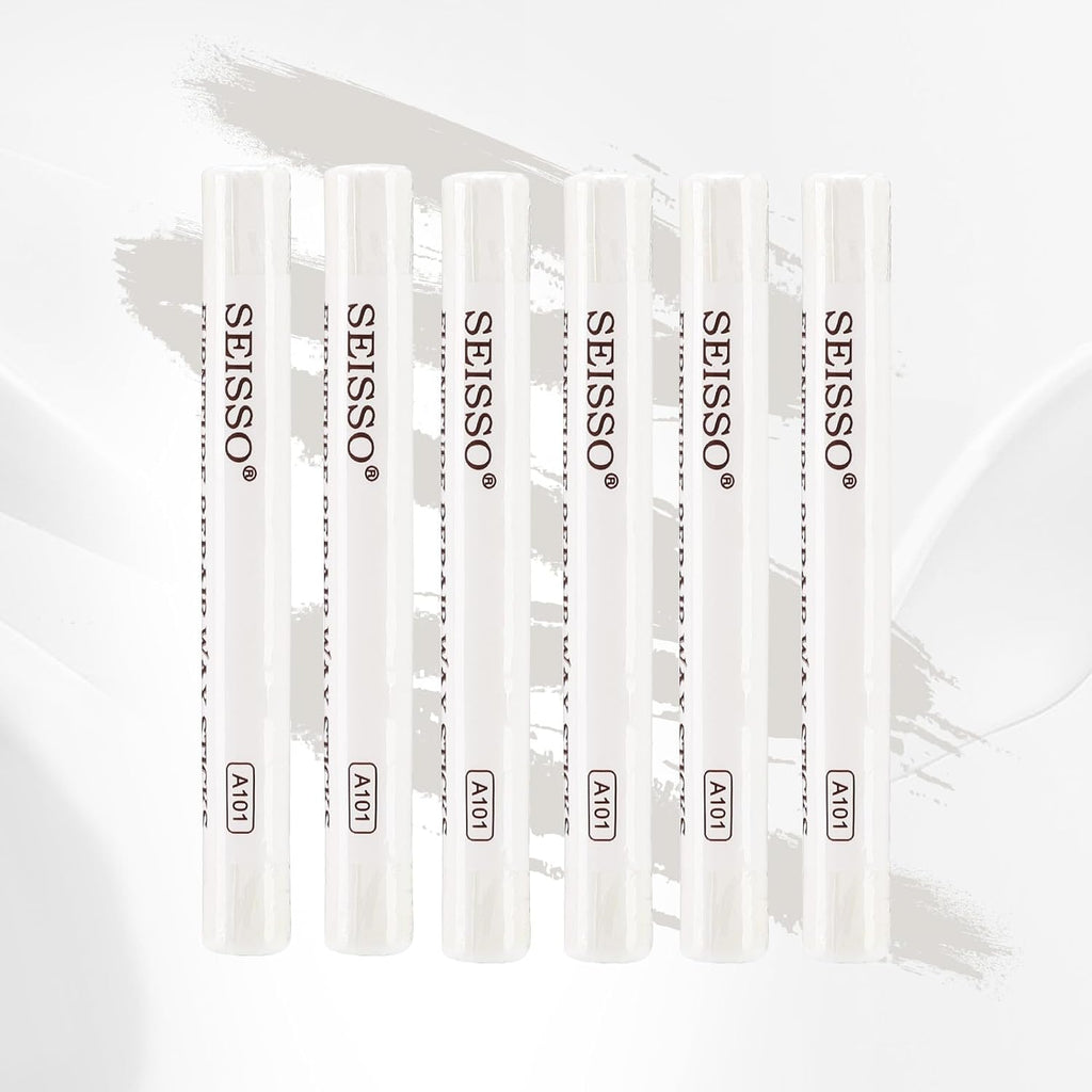 SEISSO Furniture Repair Crayon, 6 Pcs - Wood Filler Sticks, Scratch Repair Wax, Furniture Marking Repair - Scratch, Cracks, Hole, Table, Wood Floor, Guitar, Covering, Instrument Fill Sticks-White
