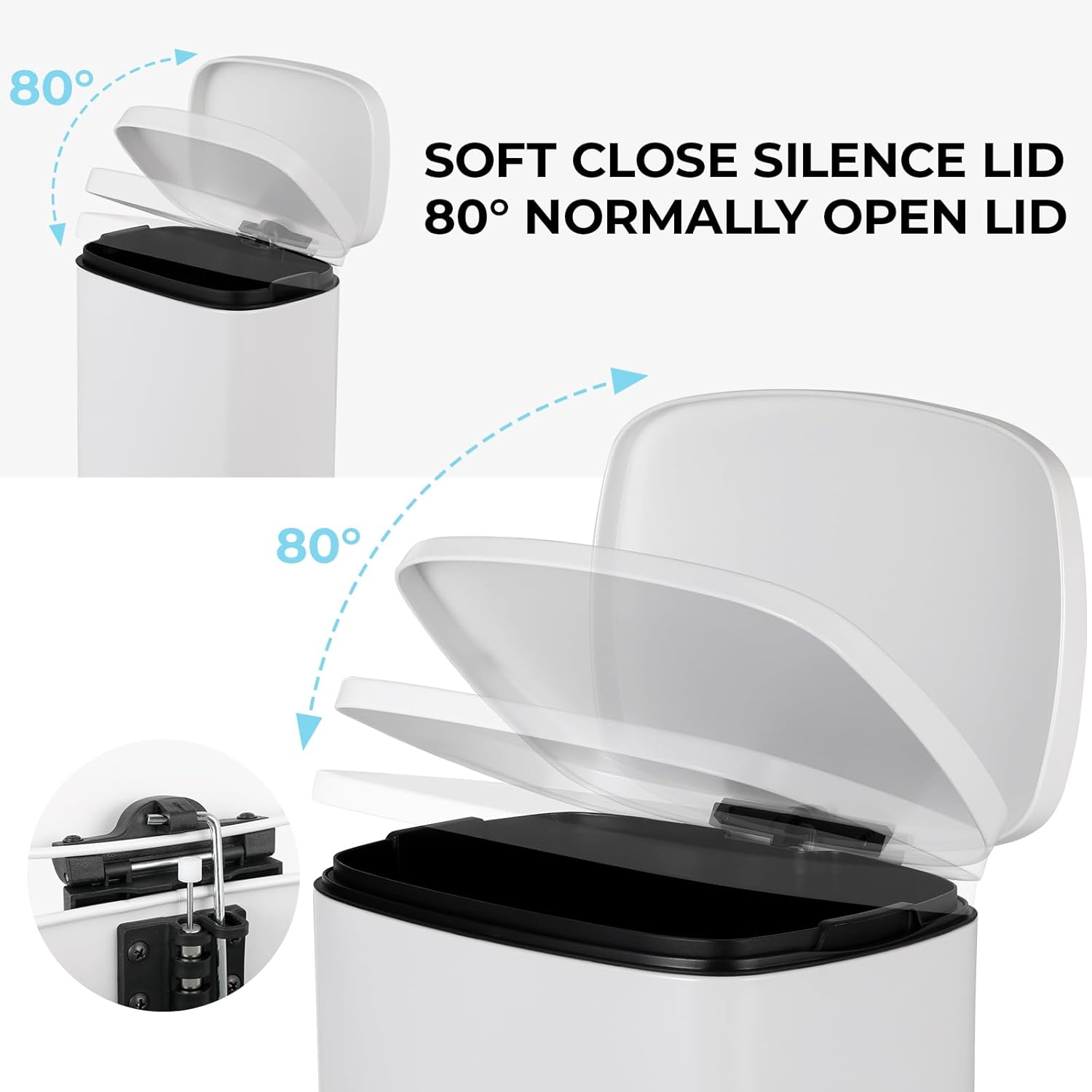 13.2 Gal Kitchen Trash Can, 50L Recycling or Garbage Bin, Brushed Stainless Steel Waste Basket, Soft&Quiet Close Dustbin, with Step-On Pedal, Removable Inner Bucket, for Home, Office, LIving Room