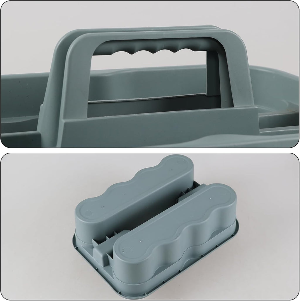 4 Packs Plastic Cleaning Caddy, 2 Compartment Cleaning Tool Caddy with Handle, Grey
