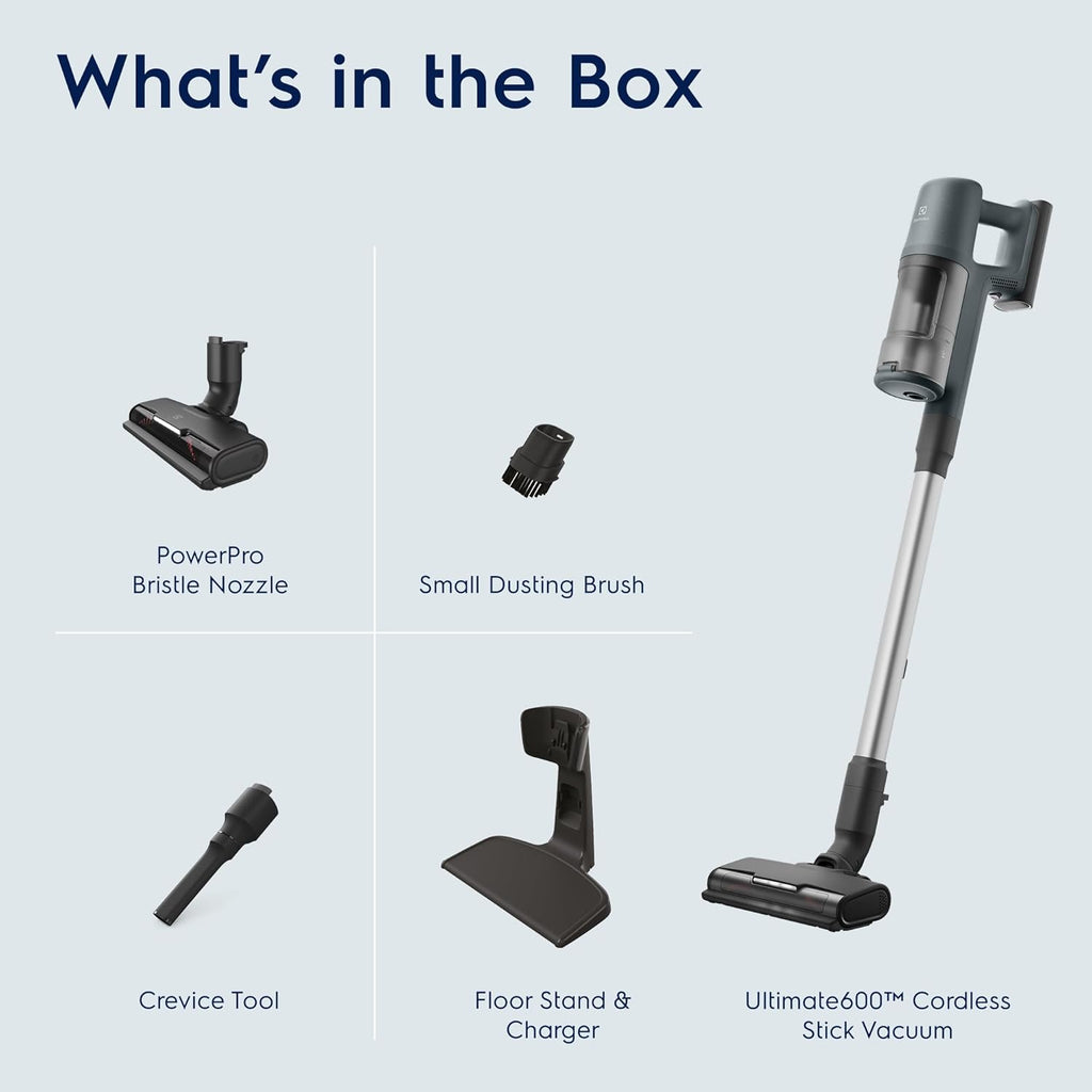 Electrolux Ultimate600 Cordless Stick Vacuum with PowerPro Bristle Nozzle and Larger Dust Bin Capacity, 50-Minute Run Time, 3 Power Modes, Ocean Green