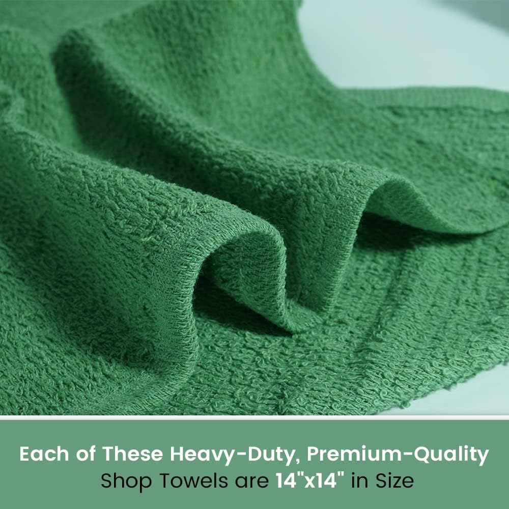 Terry Bar Mop Towels Green Value Pack of 60, Size 14"x17" Absorbent and Durable, Multipurpose, Cotton Cleaning Rags, Kitchen and Restaurant Towels, Reusable Shop Rags