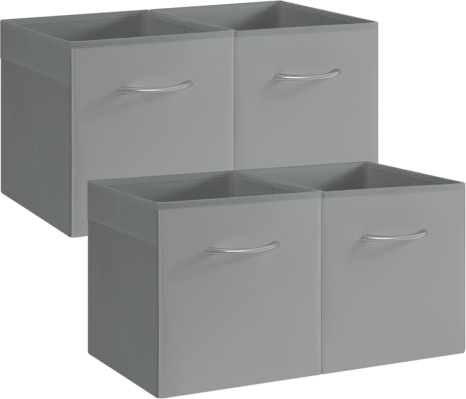 StorageWorks Gray Storage Cubes, 11 Inch Cube Storage Bins with Handle, Cube Storage Organizer Bins for Shelves and Closet, Collapsible Storage Bins, 4-Pack