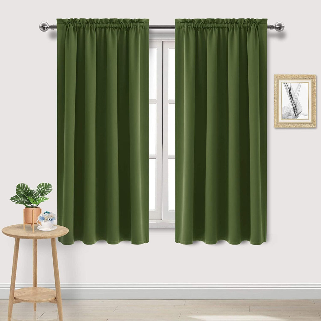 DWCN Olive Green Room Darkening Blackout Curtains - Thermal Insulated Privacy Energy Saving Window Curtain Drapes 42 x 63 inch Length, Set of 2 Bedroom Living Room Curtains